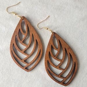 Wood Earrings New In Packaging